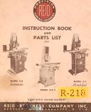 Reid Bros.-Reid 618V, 2-B Surface Grinder, Instructions and Parts Manual 1950-2-B-618V-01